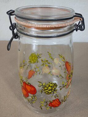 Vintage Arc - France Hinged Glass Canister Spice of Life Mushroom
